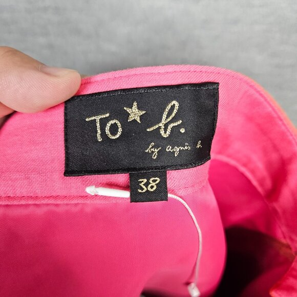 Agnes b skirt Orange Red Mini Artificial Leather Skirt Size 38 Made In Japan - Picture 4 of 9